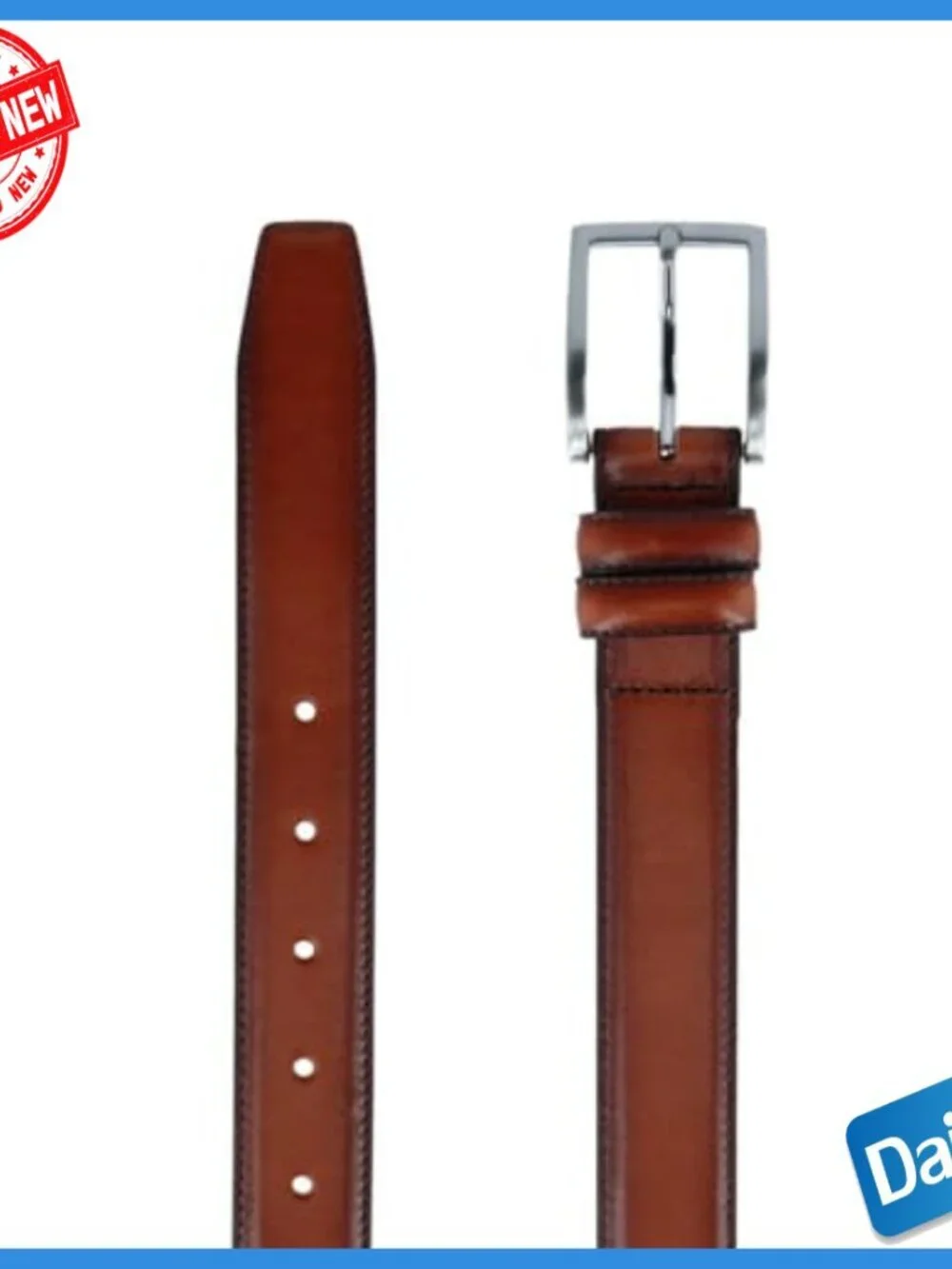 32mm Full-Grain Leather Dress Belt, Feather Edged, Silver Buckle